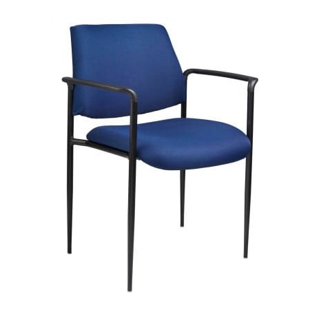 Boss Office Products Boss Stacking Guest Chair with Arms - Fabric - Mid Back - Blue B9503-BE